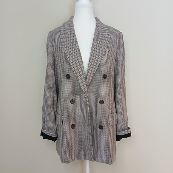 Aritzia Babaton Samuel Micro Houndstooth Double Breasted Blazer Size 6 - Picture 2 of 9